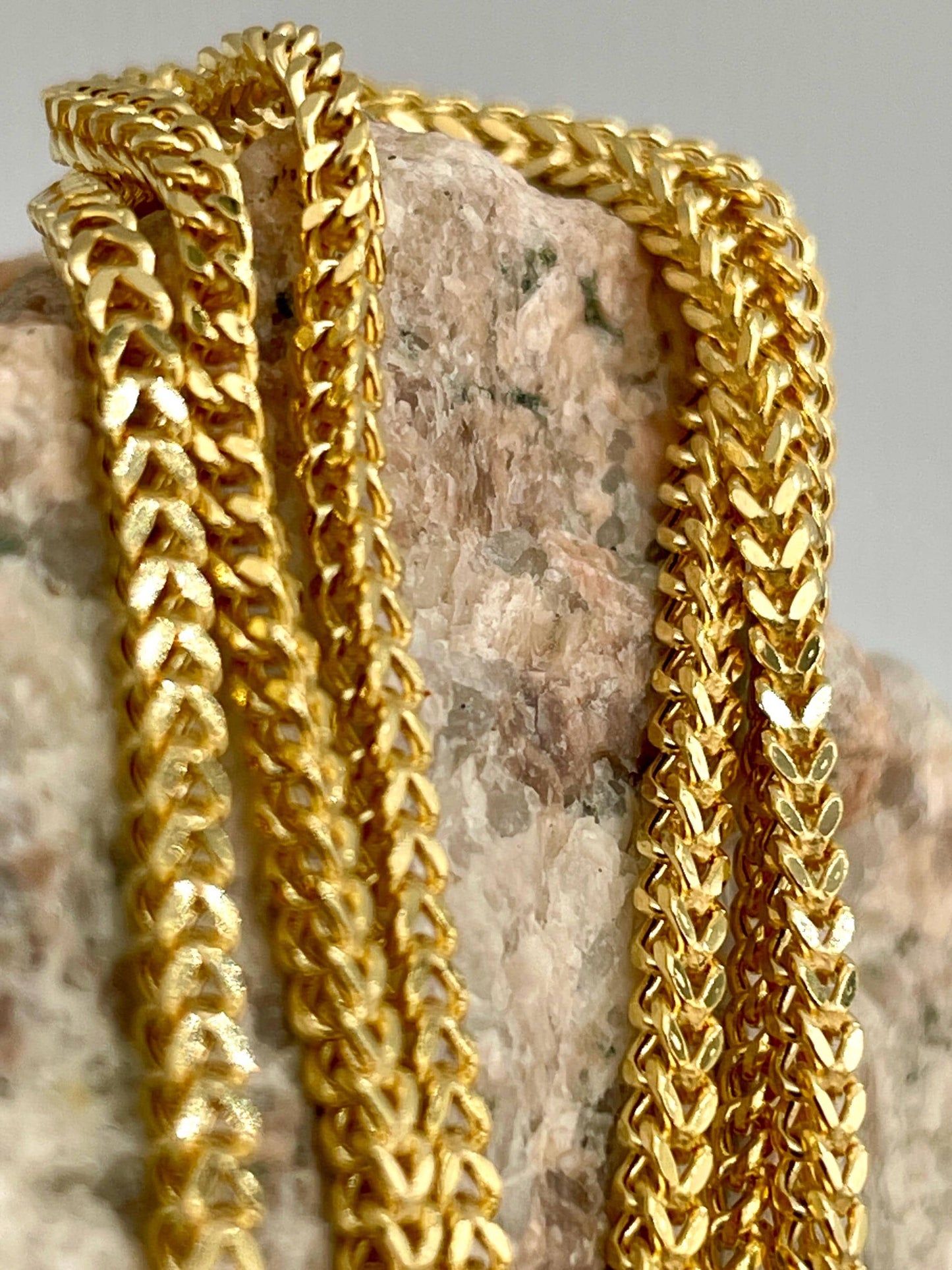 18K GOLD FRANCO(2mm)NECKLACE Chain,Real Gold,Diamond Cut,For Her,For Him,Birthday Gift,Christmas Gift,Anniversary Gift,Gift ForDad new style