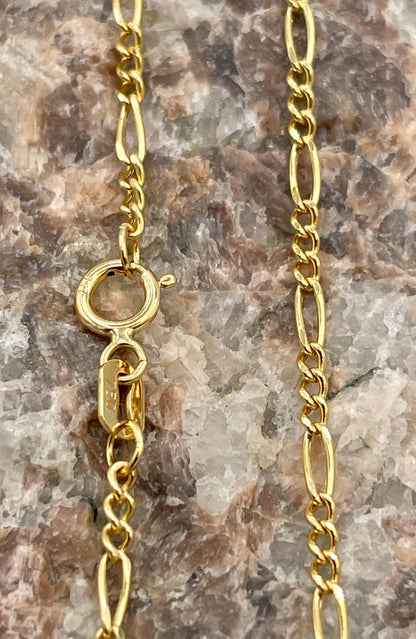 18K GOLD FIGARO NECKLACE (1.6mm),Real Gold,Figaro Chain Necklace,Birthday Gift,For Her,For Him,Christmas Gift,Anniversary Gift,gift for dad.