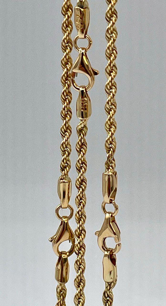18K GOLD ROPE CHAIN 2mm,Real Gold ,Christmas Gift, Birthday Gift, Anniversary Gift, For Her, For Him, Girlfriend Gift, Boyfriend Gift.