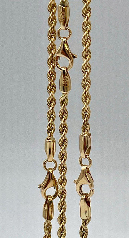 18K GOLD ROPE CHAIN 2mm,Real Gold ,Christmas Gift, Birthday Gift, Anniversary Gift, For Her, For Him, Girlfriend Gift, Boyfriend Gift.