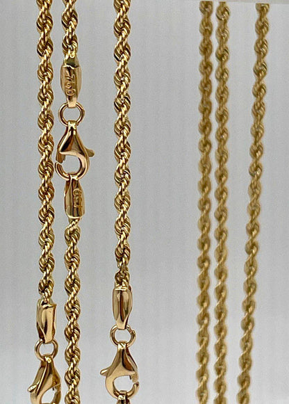 18K GOLD ROPE CHAIN 2mm,Real Gold ,Christmas Gift, Birthday Gift, Anniversary Gift, For Her, For Him, Girlfriend Gift, Boyfriend Gift.