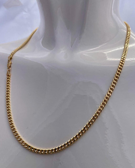 18K GOLD CURB(4.1mm)NECKLACE Chain,Real Gold,Solid Gold,Birthday Gift,Partner Gift,For Her,For Him,Christmas Gift,Gift For Dad,Gift For Mom.