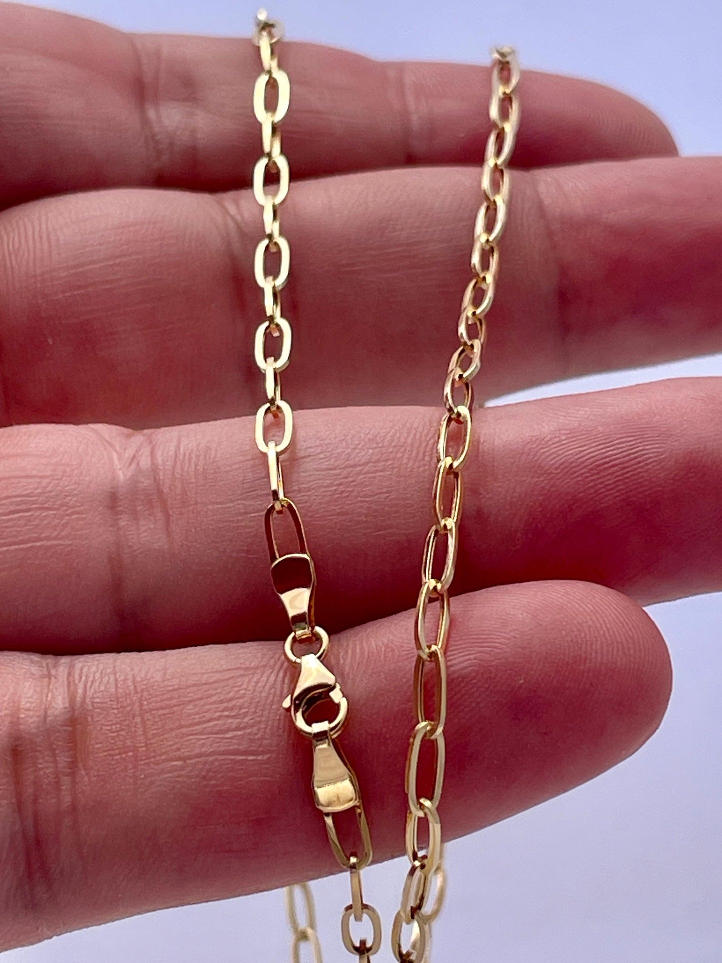 18Karat Gold Paperclip Necklace Chain,Real Solid Gold(2.7mm)Thick,Gift For Mom,Birthday Gift,Anniversary Gift,Partner Gift for Men/Women.