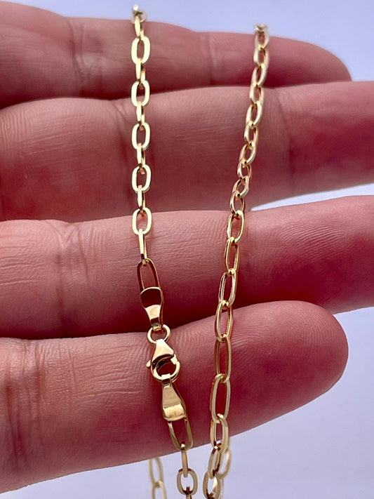18Karat Gold Paperclip Necklace Chain,Real Solid Gold(2.7mm)Thick,Gift For Mom,Birthday Gift,Anniversary Gift,Partner Gift for Men/Women.
