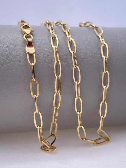 18Karat Gold Paperclip Necklace Chain,Real Solid Gold(2.7mm)Thick,Gift For Mom,Birthday Gift,Anniversary Gift,Partner Gift for Men/Women.