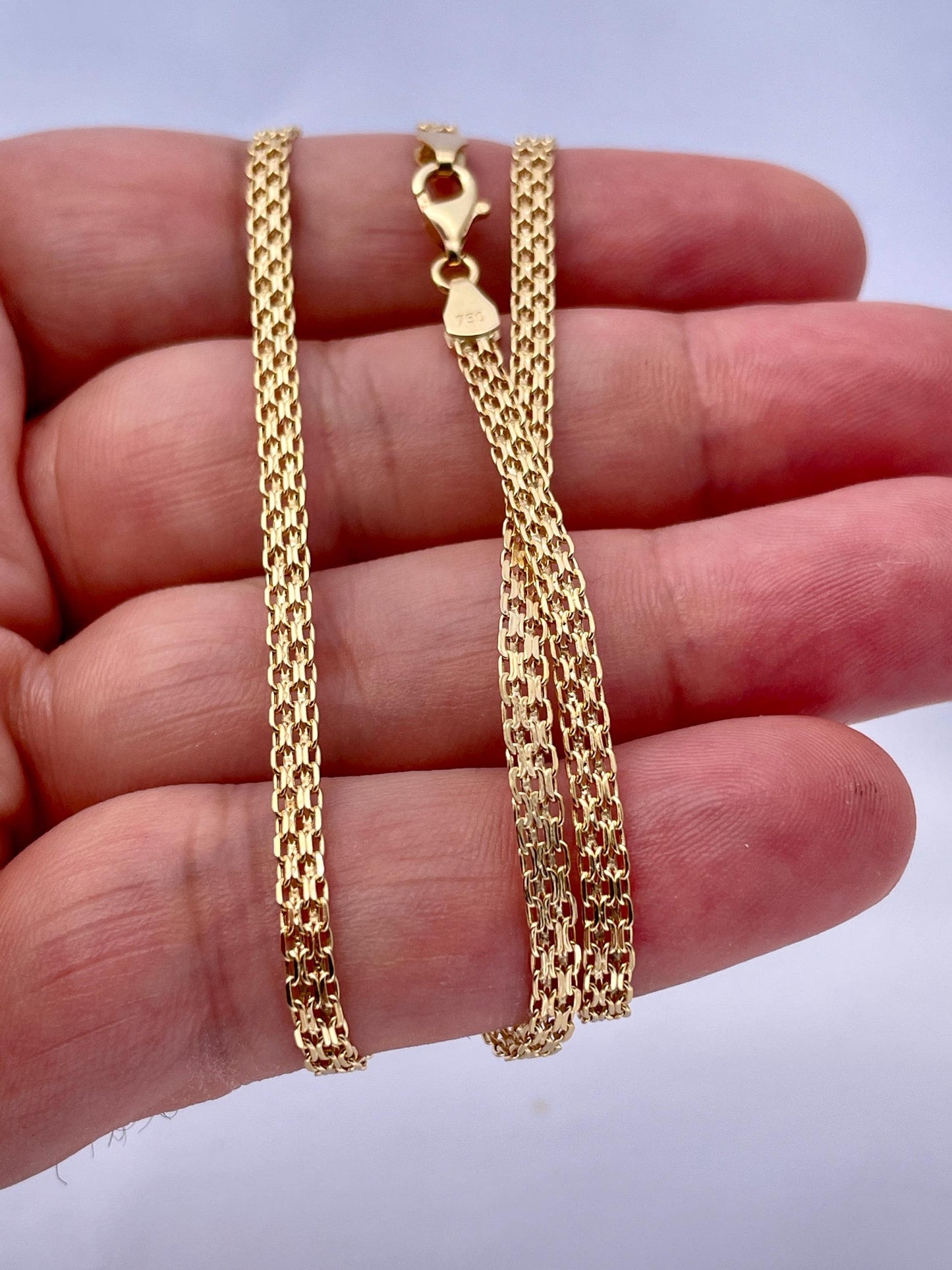 18k Gold Bismark Chain Necklace (3.2mm) Real 18K Gold Chain Necklace, Retro Bismarck Chain, Vintage Look Chain, Elegant Jewelry,Gift for Her