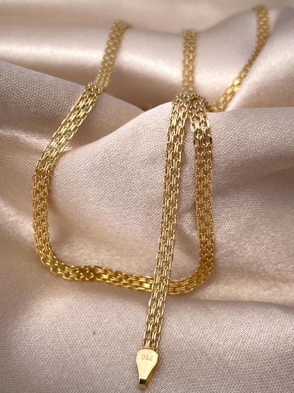 18k Gold Bismark Chain Necklace (3.2mm) Real 18K Gold Chain Necklace, Retro Bismarck Chain, Vintage Look Chain, Elegant Jewelry,Gift for Her