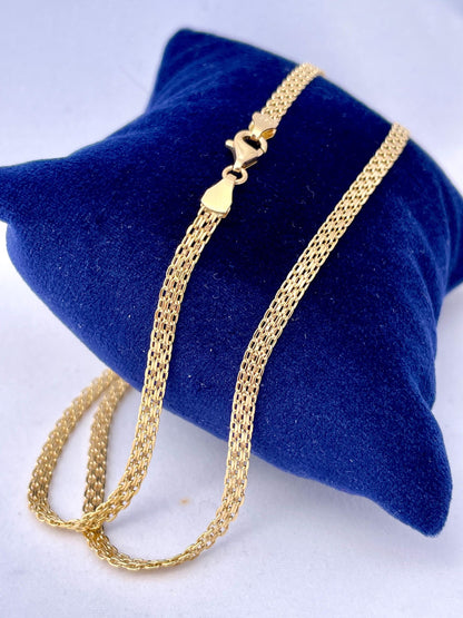 18k Gold Bismark Chain Necklace (3.2mm) Real 18K Gold Chain Necklace, Retro Bismarck Chain, Vintage Look Chain, Elegant Jewelry,Gift for Her