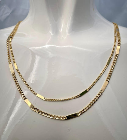 14K Solid Gold Vintage Style/Miami Cuban Link Chain Necklace/14K Cuban Necklace/3.5mm/2.5mm,24"-26" Link Cuban Chain Men&Woman/Birthday Gift