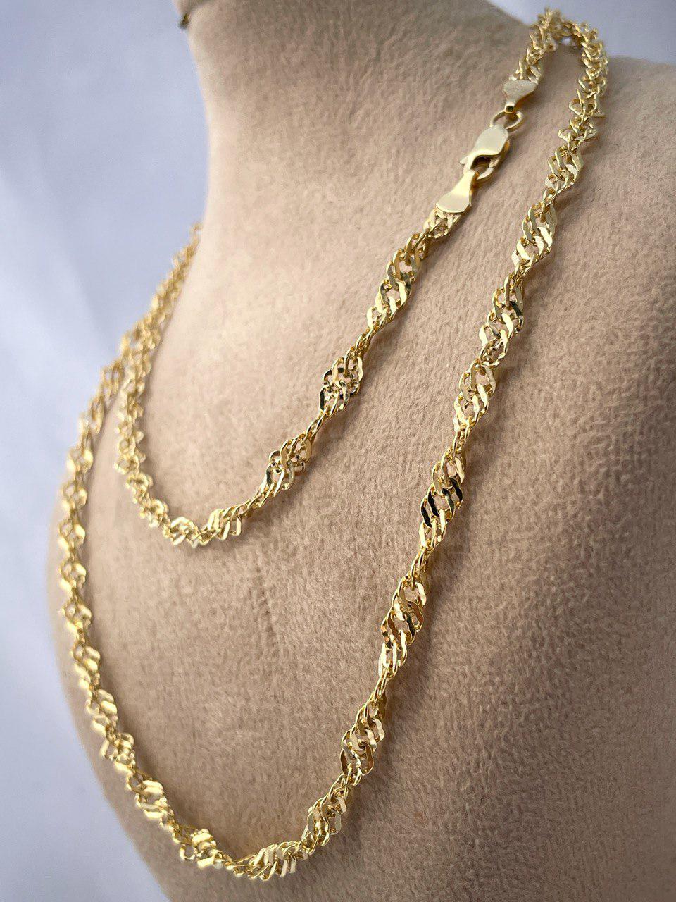 14K Gold Singapor Necklace Chain, Real Gold Chain,(4mm Width),Diamond Cut Necklace Chain, Gift For Her/Him!