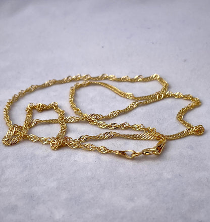 18K GOLD SINGAPORE(2mm) NECKLACE Chain,Real Gold,Birthday Gift,For Her,For Him,Anniversary Gift,Valentine Gift,Christmas Gift,Gift For Dad.