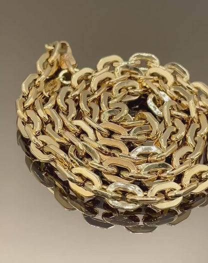 18K GOLD CABLE PARALLEL(6.5mm)Necklace Chain,Real Gold,Shainy Necklace,Chunky Gold Chain,Birthday Gift,Partner Gift,For Her,For Him.