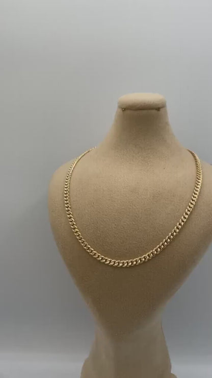 18Karat Gold Miami Cuban Chain Necklace, Real 18Karat Gold Curb Links Chain, 3.8MM Width, Real Gold Chain for Men/Women, Chunky Gold Chain!
