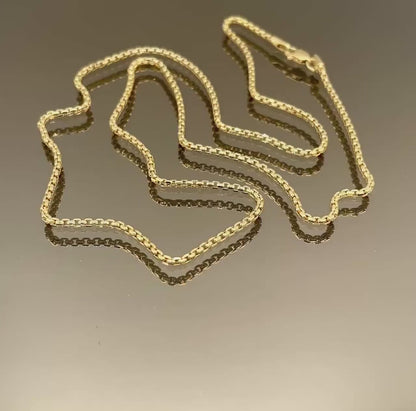 18K GOLD  BOX Chain Necklace Chain,Real Solid Gold,(2mm Width) Chain,Birthday Gift,Partner Gift,For Her,For Him,Gift For Dad,Christmas Gift.