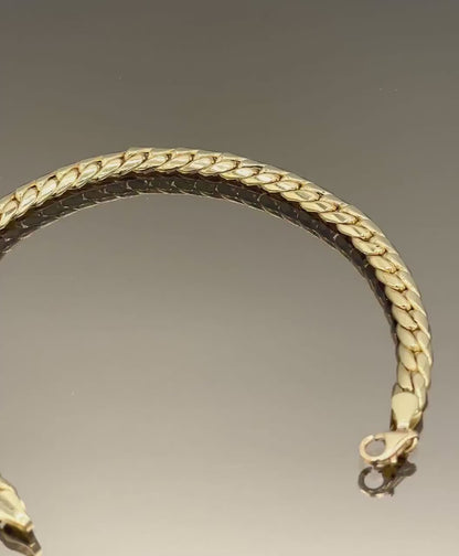 Solid 18K Gold Curb Chain, Cuban Miami Chain, Real Solid Gold,5.5mm Thick, Luxury Bracelet Gold,Gift For Her/Him