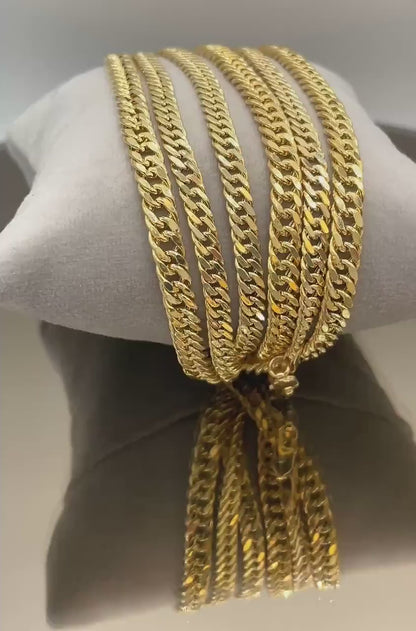 14K Gold Curb Chain Necklace,Solid Gold,Real Gold ,Miami Cuban Necklace,(4mm& 5mm Width),Gift For Her/Him!