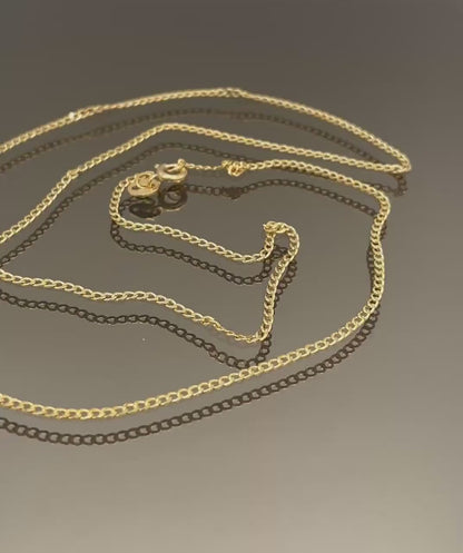 18K GOLD CURB NECKLACE Chain (1.5mm)Thickness, Real Gold,Solid Gold,For Him,For Her,Birthday Gift,Anniversary Gift,Gift For Dad/Mum.