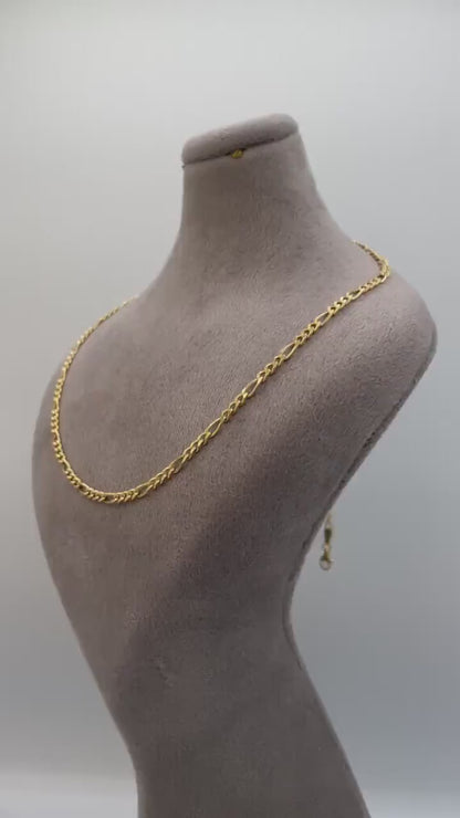18K Gold Figaro Necklace Chain,Real Solid 18K gold,(2.8mm)Thick Yellow Gold,Birthday Gift,Anniversary Gift,Gift For Men/Women,Partner Gift.