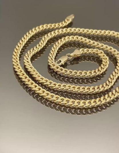 14K Solid Gold Curb Necklace,Real Solid Link Curb Gold,(4.5 mm)Width, Chunky Necklace Chain, Birthday Gift For Her/Him.