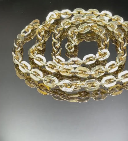 18K GOLD CABLE PARALLEL(6MM)20"22"24", Christmas Gift, Unisex Gold, Birthday Gift, For her, For him, Anniversary  Gift, Real Gold Necklace.