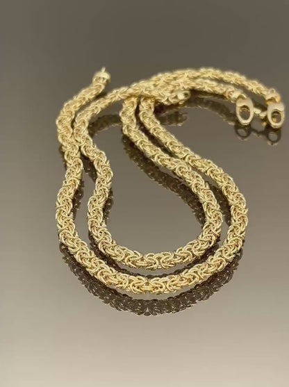 14K Solid Gold Byzantine Flat Bracelet Chain, Real Gold Bracelet, (4 mm) Width, Elegant Flat Byzantine Link Bracelet Gift For Her/Him!