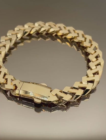 18K Solid Gold Miami Cuban Bracelet, Real 18K Yellow Gold Chunky Cuban Chain Link Bracelet, 9MM Thick, Real Gold Bracelet For Men & Women!