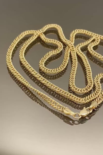 Solid Gold 18K Curb Necklace Chain,Real Gold Curb Necklace,3.5mm Thickness,Miami Cuban Link Chain,For Him/Her