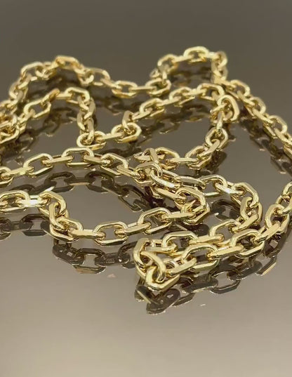 14K Real Solid Gold Diamond Cut, Cable Necklace Chain, Diamond cut Cable Chain (5mm Thickness), Birthday Gift, For Her/Him