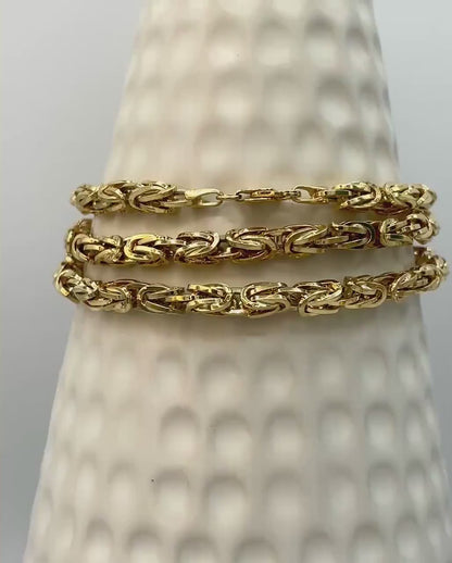 14K Solid Gold Byzantine Elegance,5 mm Heavy Solid Chain Necklace for Men and Women, Luxury Unisex Charm,14K Gold Byzantine Chain Necklace!
