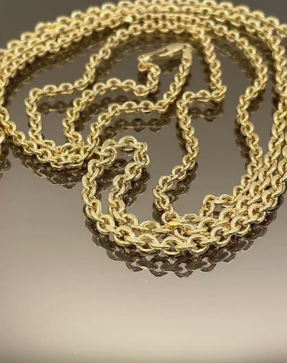 14K Solid Gold Cable Necklace, Diamond Cut Necklace Chain, Thickness(4mm/4.5mm),For Her/Him, Birthday Gift