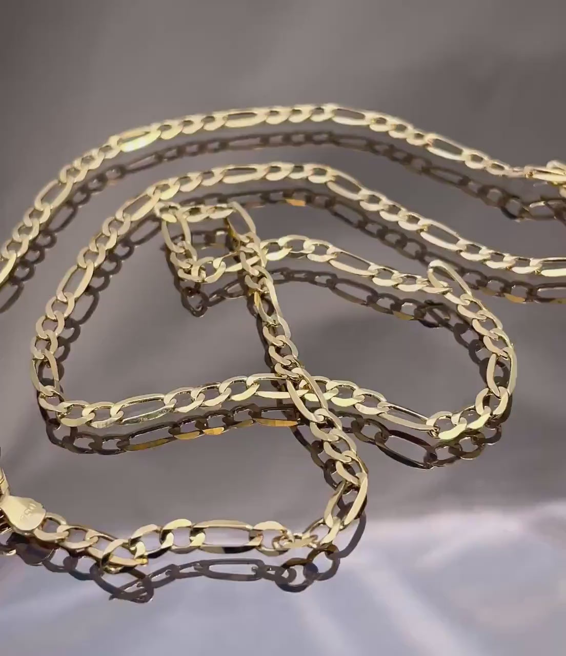 18K Solid Gold Figaro Necklace Chain, Real Solid Gold,( 3.5mm width),Heavy Necklace Chain, Gift For Her/Him!