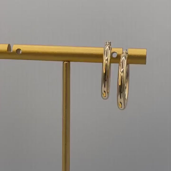 18K Gold Hoop Earrings,Real Gold, Latch back Closer,. A Must-Have Style! ClasAsic Staple! A Perfect Gift For Every Ceremony!