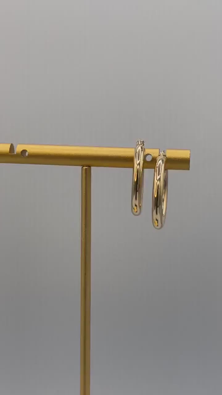 18K Gold Hoop Earrings,Real Gold, Latch back Closer,. A Must-Have Style! ClasAsic Staple! A Perfect Gift For Every Ceremony!