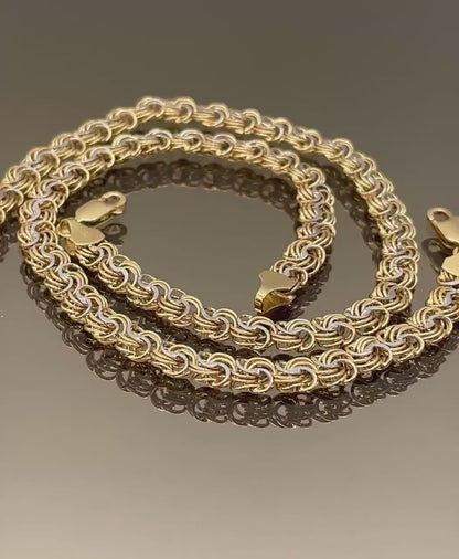 18K Solid Gold Chino Id Chain,Real Gold Chain,6mm Width ,Bracelet link Chain,Diamond Cut Bracelet Chain,7.5"Inch For Her/Him