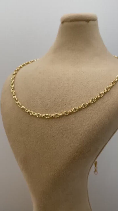 18Karat Gold Anchor Link Chain Necklace,Yellow Solid Gold,Real Gold Chain,(3.5mm)Thick,Birthday Gift,Anniversary Gift,Partner Gift Men/Women