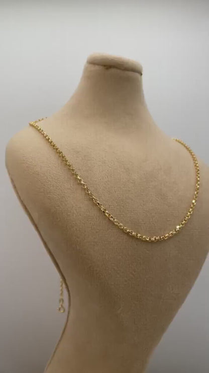 18K GOLD ROLO(2.3)NECKLACE Chain,Real Gold,SolidGold, Diamond Cut,Yellow Gold,Birthday Gift,Partner Gift,For Her,For Him,Gift For Dad.