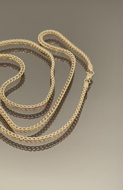 18k Real Gold Franco Chain,2 MM,foxtail necklace,Franco foxtail chain,Trending gold chain,Anniversary Gift,Birthday Gift ,For Her, For Him