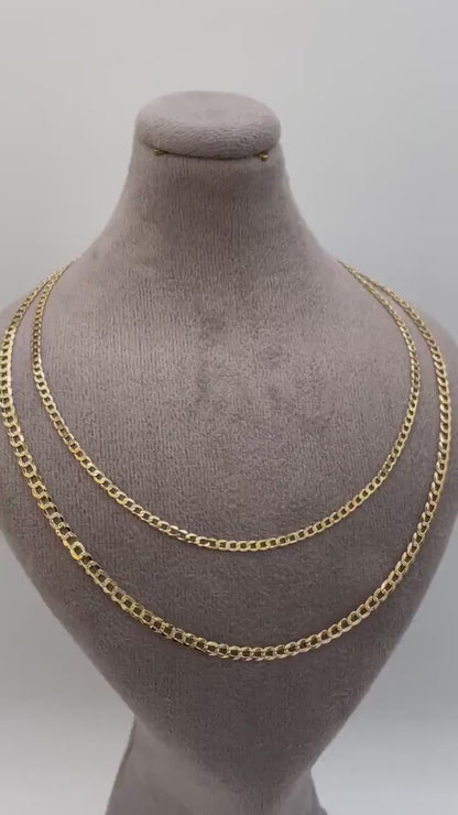 Real Solid 18K Gold Curb Chain Necklace,Pure 18K Gold Miami Cuban Links Chain,2.5MM_3MM Thick,Real Gold Chain for Men/Women, Birthday Gift!