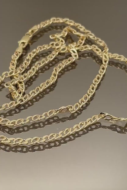 14K Gold Cable Necklace20" 24",14K Gold Nona Double Link Chain Necklace for Men/Women, Layering Delicate New Design Tiger EYES,Birthday Gift