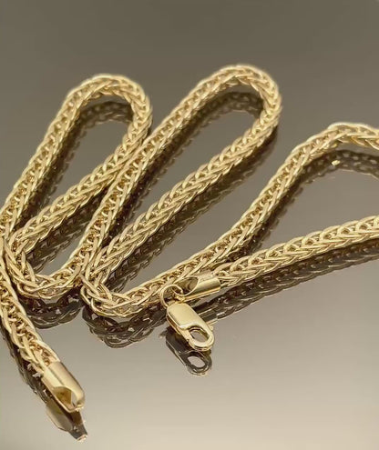 14K Solid Gold Franco, Real Gold Chain Necklace,(4mm)Thickness, Fox Chain, Birthday Gift For Her/Him