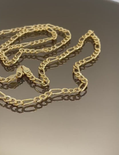14K Solid Gold Figaro Chain Necklace, Genuine 14K Gold Figaro Link Chain,4.5mm Width, Real Gold 14K Chain for Men & Women, Birthday Gift!