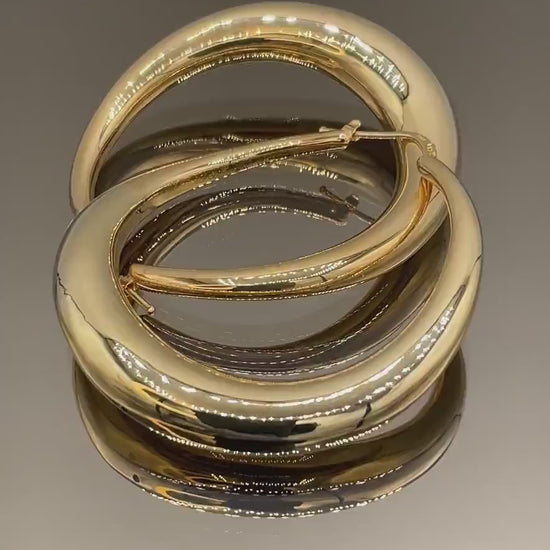 18k Gold Hoop Earrings Extravaganza: Unveiling Extra Chunky Hoop Earrings - Elevate Your Style with Bold Sophistication,Real Gold Women/Girl